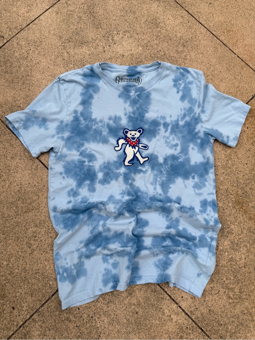 Grateful Dead X Lucky Brand Blue Cloud Tie Dye Dancing Bear T-Shirt Small
